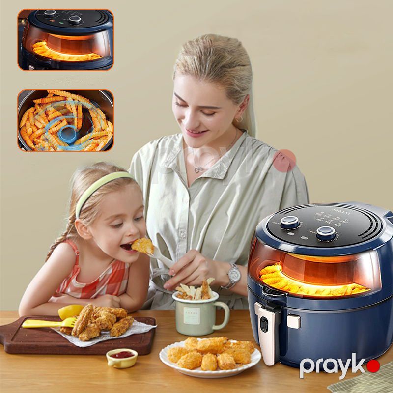 Sokany Elektrikli Peşəkar Air Fryer Blue 1800W Gücündə Professional İkiqat Paslanmaz Polad 8L Fritöz — Digər mətbəx texnikası, Bakı (5)