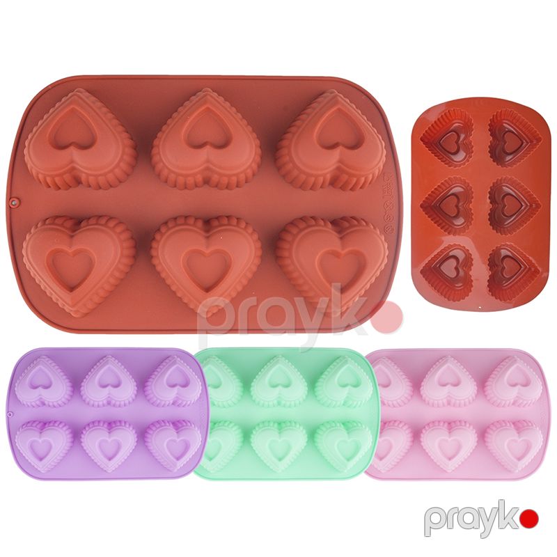 Ürək formalı silikon maffin bişirmə qabı 6 hissəli silikon keks bişirmə qabı Mini Ürək Formalı Tort Qabı — Qablar və mətbəx əşyaları, Bakı (4)