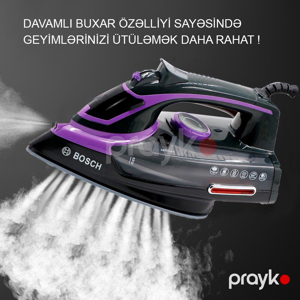 Yüksək Keyfiyyətli Bosch Buxarlı Ütü 3000W Gücündə Peşəkar Bosch Buxarlı Ütü — Ev texnikası, Bakı (4)
