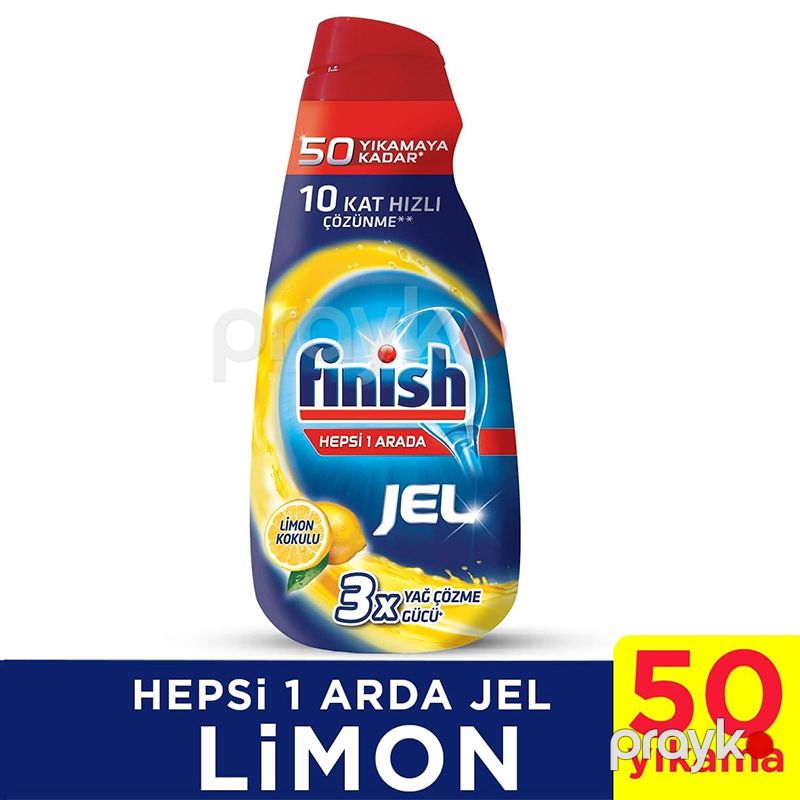 Finish Hepsi Bir Arada Jel Bulaşık Makinesi Deterjanı 1000 ml Limonlu Qab Yuyucu Finish 10 Kat Hızlı Çözüm Maye Jel — Mallar, Bakı (2)
