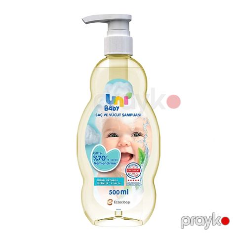 Uni Baby Bebek Şampuanı 500 Ml Şəffaf Sislon Uni Baby Saç ve Vücut Şampuanı — Bakı
