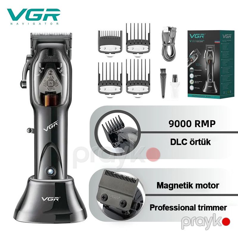VGR Peşəkar Saç Kəsicisi Kişilər Üçün Yüksək Güclü LED Ekran Saç Kəsmə Maşını Yeni Dizaynda Metal Bərbər Saç Kəsmə Makası 9000 rpm — Usturalar, trimmerler və epilyatorlar, Bakı (4)