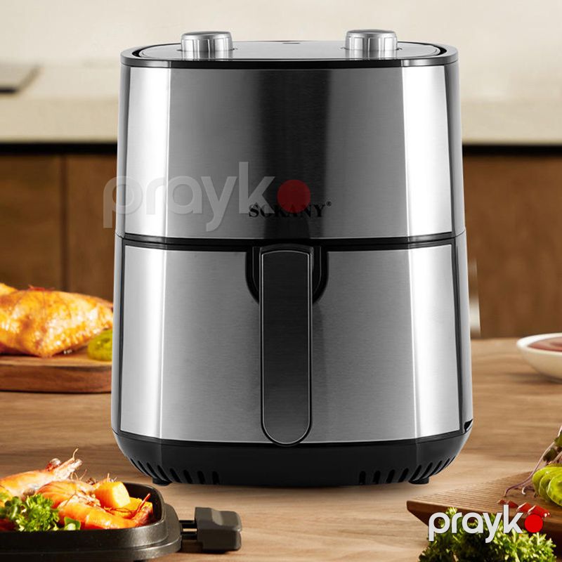 Enerjiye Qənaət Edən Sokany Elektrikli Gümüş Hava Fritözü İstiyə Davamlı Air Fryer 6L Tutuna Malik Ağıllı Hava Fritözü — Digər mətbəx texnikası, Bakı (3)