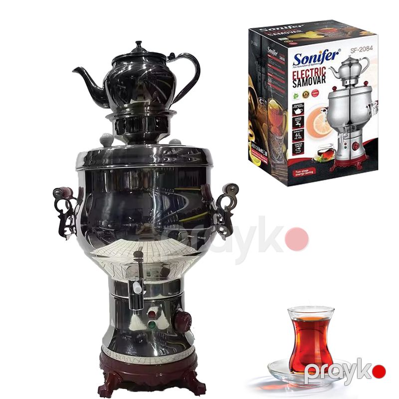 Sonifer SF-2084 Yüksek Keyfiyyətli Paslanmaz Polad Samovar 6l Sonifer Elektrikli Semavar Dəsti — Samovarlar, Bakı (4)