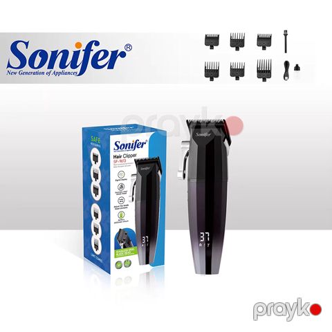 Sonifer SF-9613 Almaz Görünüşlü LCD Rəqəmsal Displey Bərbər Saç Kəsmə Maşını Elektrikli Portativ Kişi Saç Təraş Qayçıları — Bakı