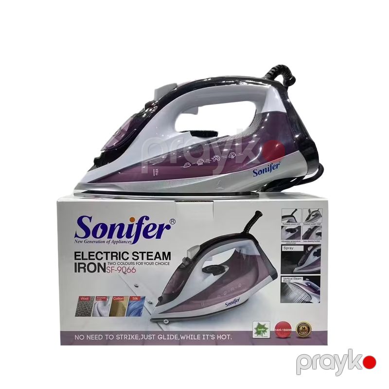 Sonifer SF-9066 - Ütü, 1600W Güc, Yüksək Keyfiyyətli Keramika Altlıq, Buxar Təchizatı Tənzimlənməsi, Avtomatik Söndürmə — Ev texnikası, Bakı (6)
