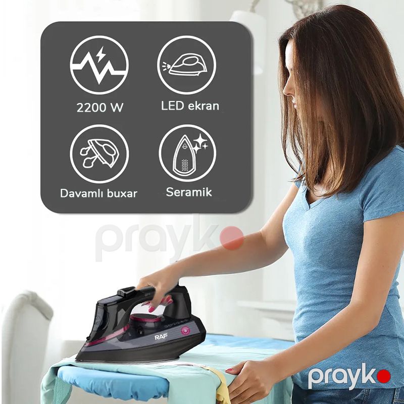 Yeni Yüksək Keyfiyyətli RAF Ruxarlı Ütü Led Ekrana Sahib 2200W Gücündə Professional Buxar Ütüsü R.1195 — Ev texnikası, Bakı (3)