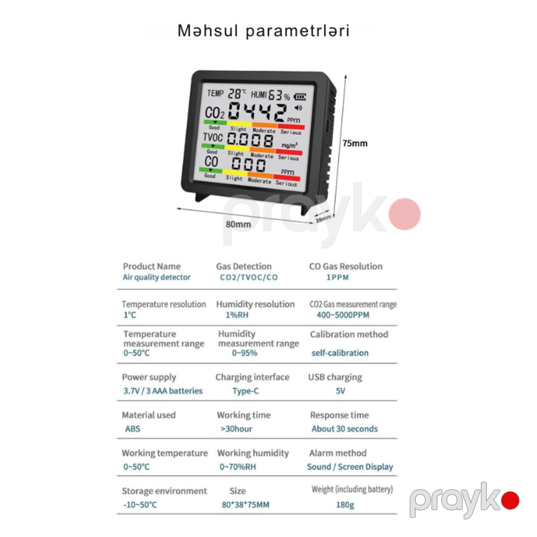 Hava keyfiyyəti monitoru MT66 — Ağıllı ev və təhlükəsizlik, Bakı (4)
