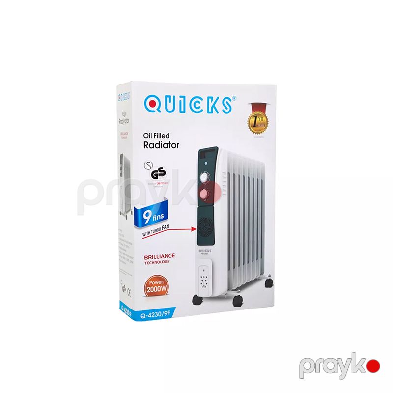 Quıcks Q-4230 Yağ Radiatoru 7-li Elektrikli Yağ Qızdırıcısı F 9-luRadiator Quicks 2000W Gücündə Ventilyatorlu Otaq Qızdrııcı — Isıtıcılar və isı ventilatorları, Bakı (6)