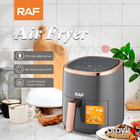 Böyük Tutumlu RAF Hava Fritözü 5.8L Funksional Yapışmaz Səth 1200W Gücündə — Bakı