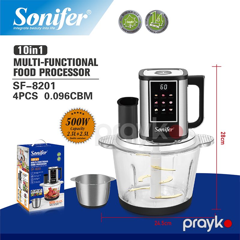 2 Qablı Sonifer SF-8201 Doğrayıcı Ev Yeməkləri üçün Çoxməqsədli Qida Prosessoru 10-u 1-də Doğrayıcı Dilimləyici — Ev texnikası, Bakı (4)