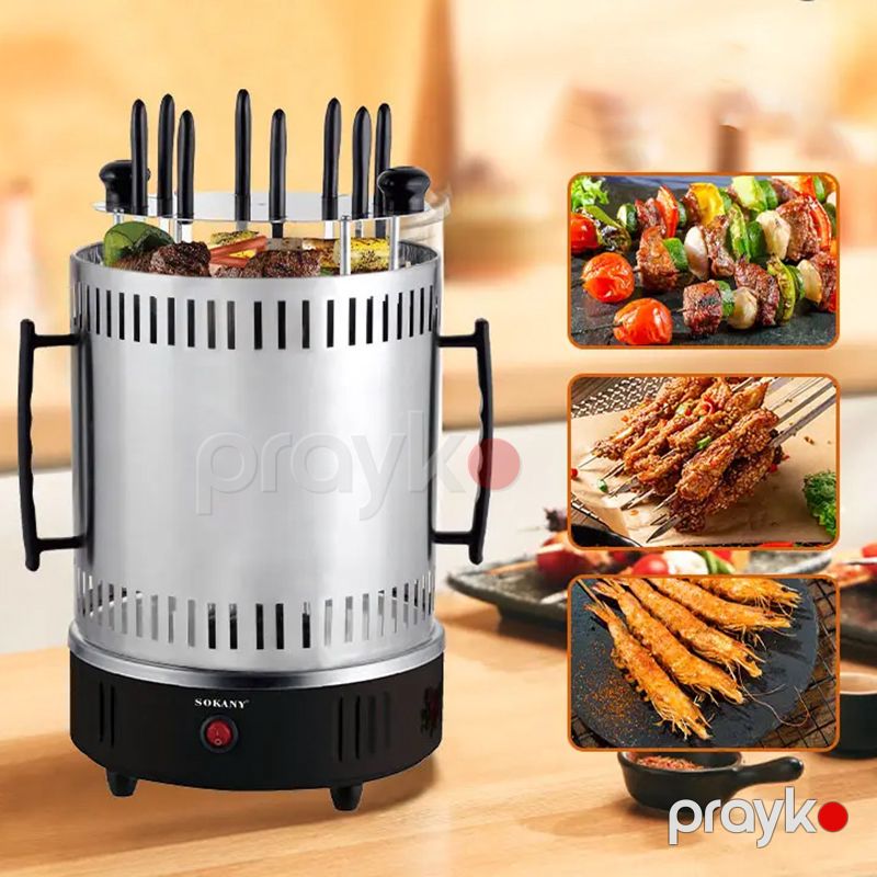 Sokany SK-6114 Çoxfunksiyalı Elektrikli Manqal Şaquli Portativ Fırlanan Barbekü 1500W — Soba və qrillər, Bakı (2)