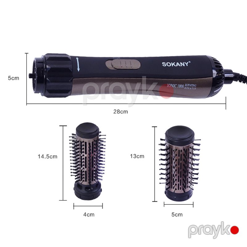 Sokany 360° Fırlanan Elektrikli Saç Feni Fırçası Həcmləndirici Düzləşdirici Qızdırıcı Fen 2-si 1-də 1000W — Fən, Bakı (4)