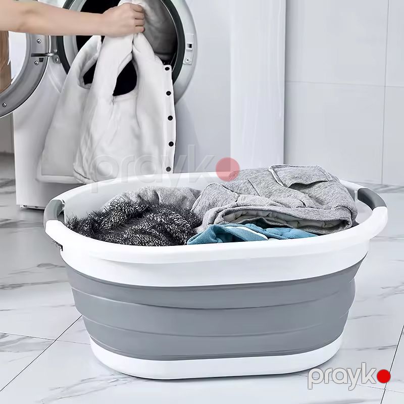 Qatlanan Camaşırxana Vedrə 18L Böyük Ölçülü Qatlana Bilən Qalın Camaşırxana Vedrə Böyük Plastik Lavabo Hamam Vedrəsi — Mallar, Bakı (2)