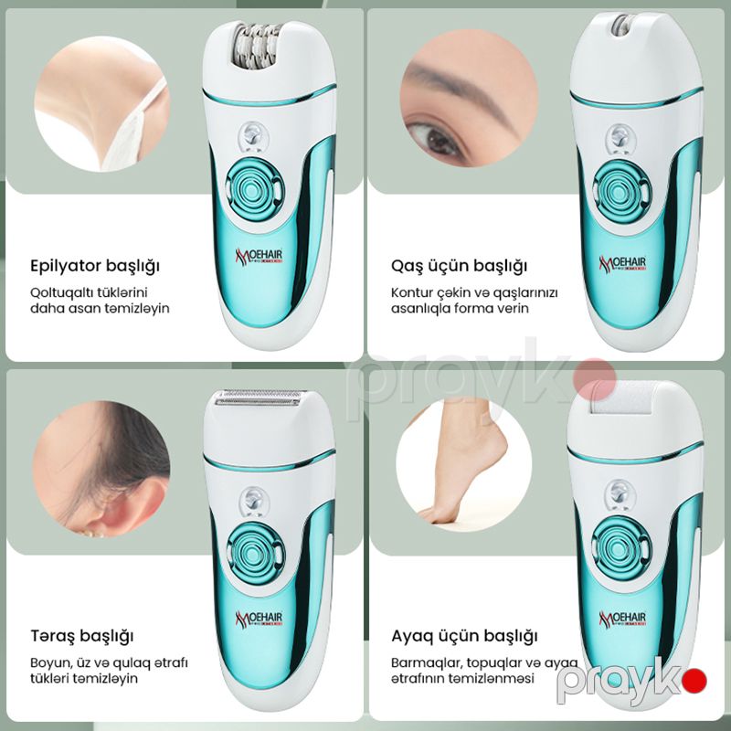 Moehair MO-5090 Elektrikli Qadın Epilyatoru Üz Bədən Ayaq Epilyasiyası Qadın Trimmeri 5W — Usturalar, trimmerler və epilyatorlar, Bakı (4)