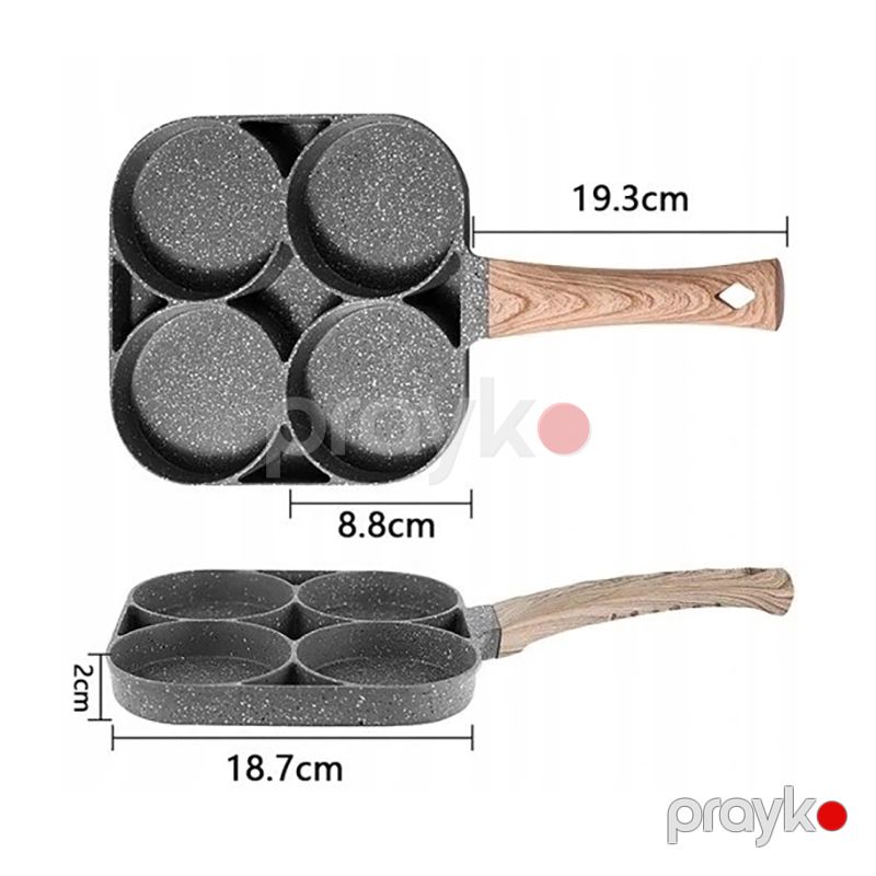 Yumurta Pancake Bişirmək Üçün Tava 4 Bölməli 18 sm Qranit Tava — Qablar və mətbəx əşyaları, Bakı (4)