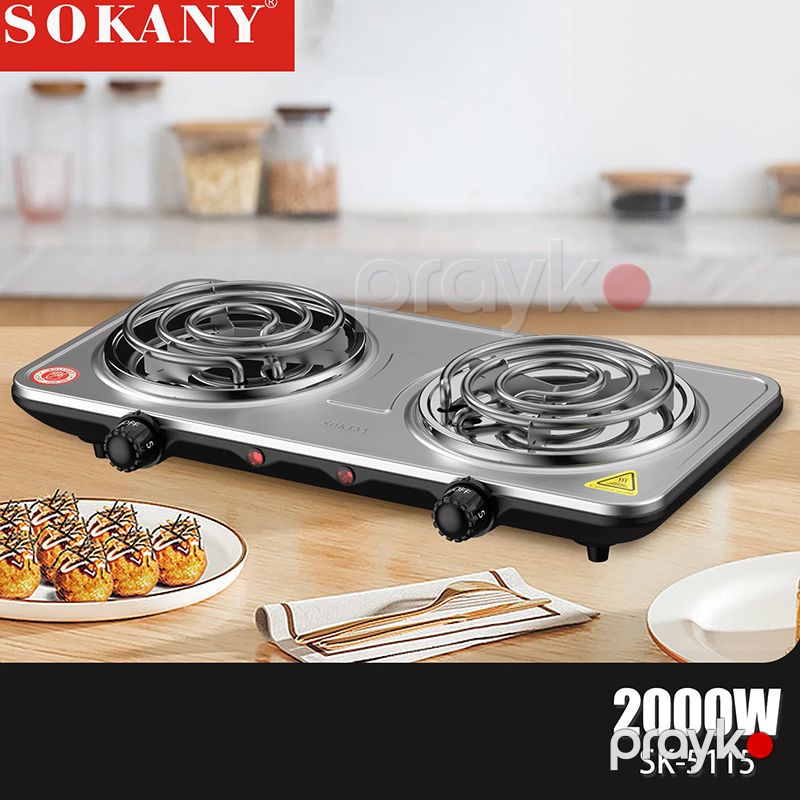 Sokany SK-5115 Çoxfunksiyalı Elektrikli İki Ocaqlı Qızdırıcı Soba Plitə 2000W — Plitələr, Bakı (2)