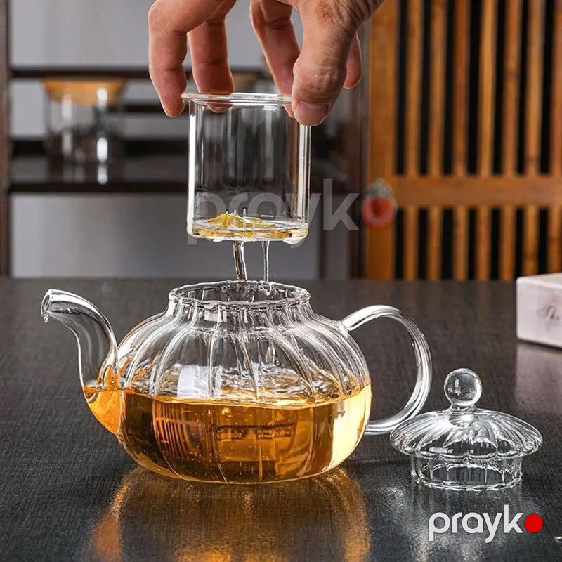 Şüşə Çaynik Çıxarıla Bilən Filtrli Dəm Çayniki 600 ML — Çaynikler və qəhvə qabları, Bakı (3)