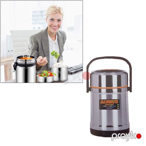 Always Termos Qab 2l İsti Yemək Saxlama Qabı Lunch Box 3 Qatlı İzolyasiya Yemək Termosu Polad Səyahət Nahar Termosu — Bakı