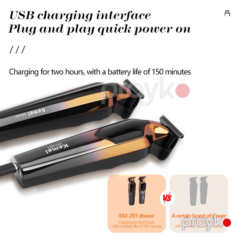 Kemei Km-291 - Trimmer Saç Kəsicisi 5w 7000RPM 1200mAh Li-batareyalı Saç Saqqal Baxım Maşını — Usturalar, trimmerler və epilyatorlar, Bakı (3)