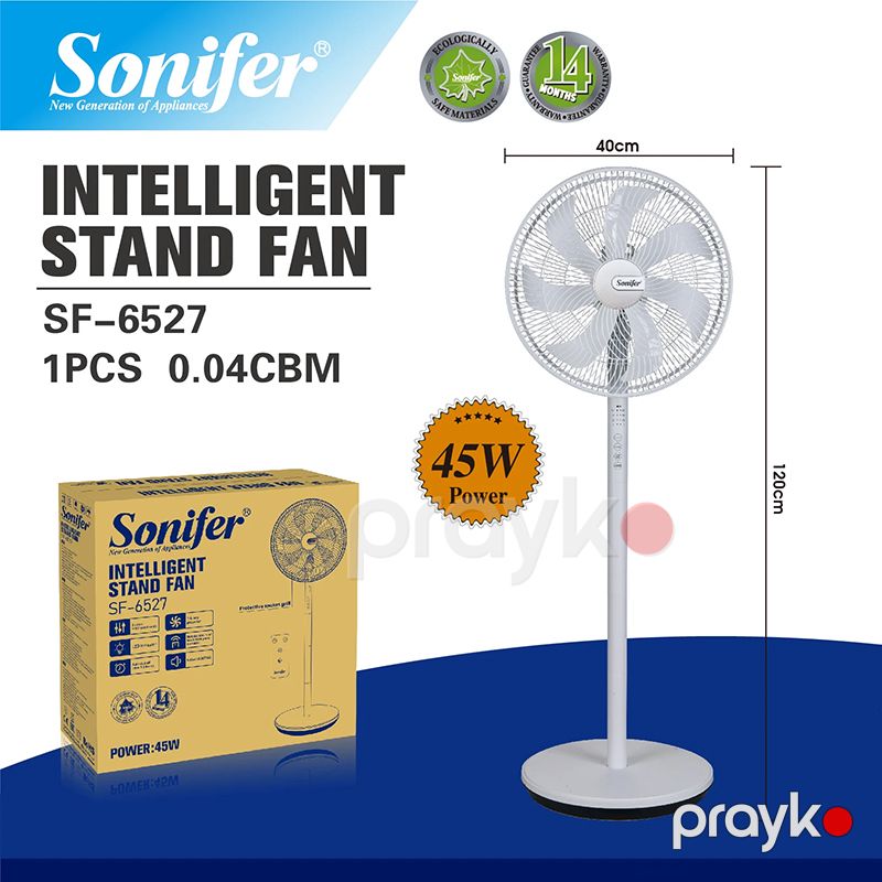 Sonifer SF-6527 45W Yüksek Keyfiyyətli Motor eko enerji 3 süretli Elektrikli Yer Vantilatörü Ağıllı 7 Perli Ventilyator — Ventilyatorlar, Bakı (4)