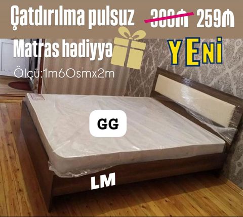 İki nəfərlik yataq dəsti - Ölçü: 1.60 m x 2 m - Başlıq hissəsi — Bakı