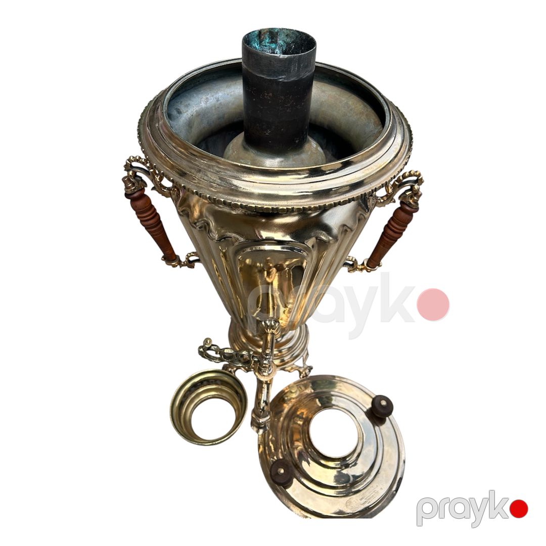 Restavrasiya olunmuş samovar SE-4137, latun/mis, qızılı, 8 L — Mallar, Bakı (3)