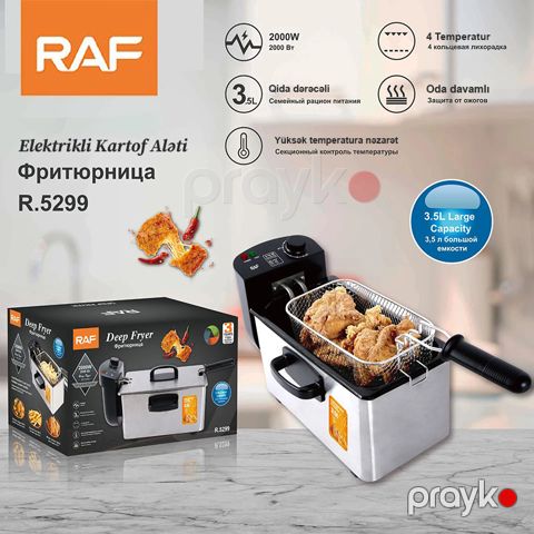 Yüksək Keyfiyyətli Elektrikli RAF Fri Qızardıcısı Cips Hazırlamaq Üçün Böyük Tutumlu Paslanmayan Polad Qızardıcı R-5299 — Bakı