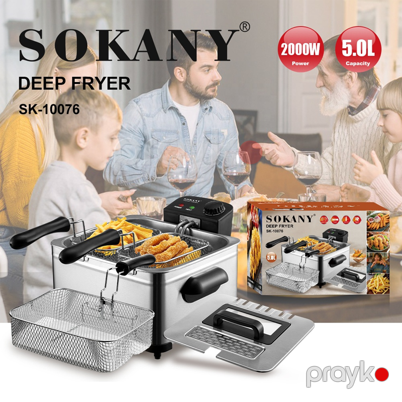 Sokany SK-10076 - Paslanmayan Polad Elektrikli Fritür, Məişət İstifadəsi üçün Professional Fritür — Soba və qrillər, Bakı (6)