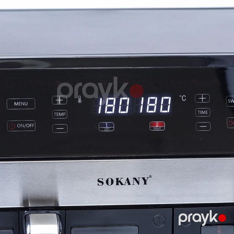 Sensor Ekranlı İkiqat Hava Fritöz Sokany SK-10034 Elektrikli Fritöz 2 Səbətli Air Frey Rəqəmsal Polad Hava Fritözü 2800W — Digər mətbəx texnikası, Bakı (5)
