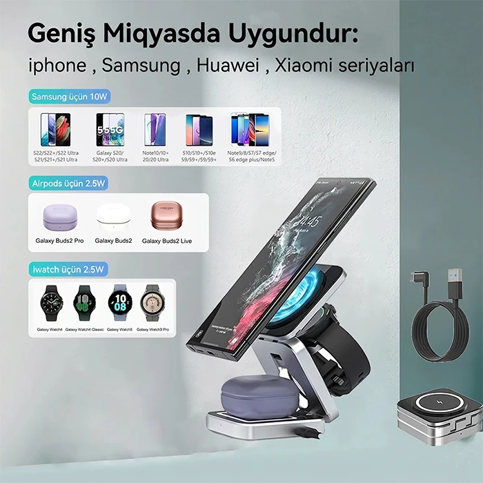 Edamon 3-ü-1-də: Bütün cihazlarınız üçün tək şarj Kabellərin yaratdığı xaosa birdəfəlik son qoyun — Simsiz qulaqlıqlar, Bakı (3)