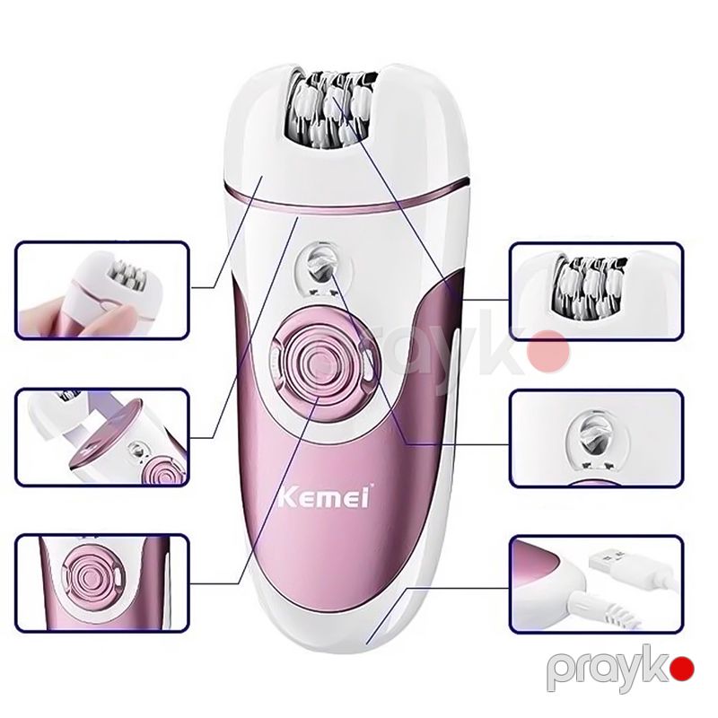 Kemei Yüksək Keyfiyyətli 4-ü 1 Arada Çoxfunksiyalı Epilyator Davamlı Bıçaq Başlığı USB Şarj Edilə Bilən Elektrikli Bədən Epilyator — Usturalar, trimmerler və epilyatorlar, Bakı (3)