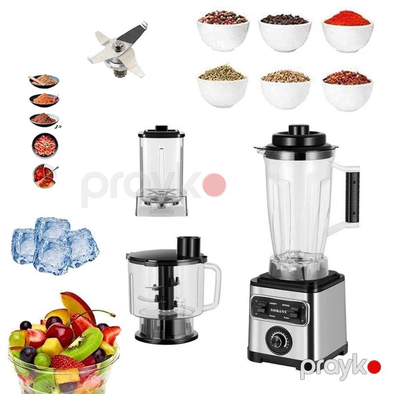 Çoxfunksiyalı blender 3-ü 1-də Sokany SK-3333 6600 W Sokany 3L böyük tutumlu çoxfunksiyalı yemək prosessoru — Blenderlər, xırdalayanlar və mikserlər, Bakı (4)