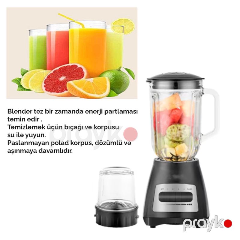 Smoothie Blender Hausberg HB-7772NG 4 Sürətli Paslanmayan Polad Bıçaqlı 1.5L Şüşə Blender — Blenderlər, xırdalayanlar və mikserlər, Bakı (5)