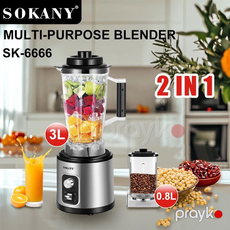 Sokany SK-6666 - 2-i 1-də Paslanmayan Polad Bıçaqları olan Çox Məqsədli Qarışdırıcı Blender 6600 W Güc — Blenderlər, xırdalayanlar və mikserlər, Bakı (3)