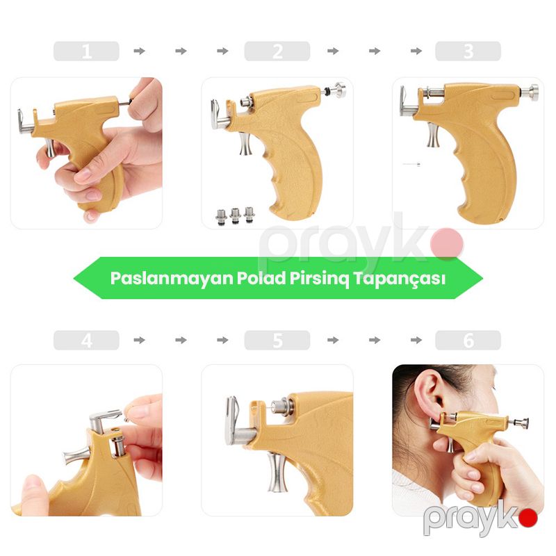 Peşəkar Qulaq Pirsinq Dəsti Sırğa Ve Bədən İstidasəsi Üçün Uyğun Paslanmayan Polad Pirsinq Tapançası Təhlükəsiz Pirsinq Alət Dəsti — Gözəllik və səhiyyə, Bakı (4)