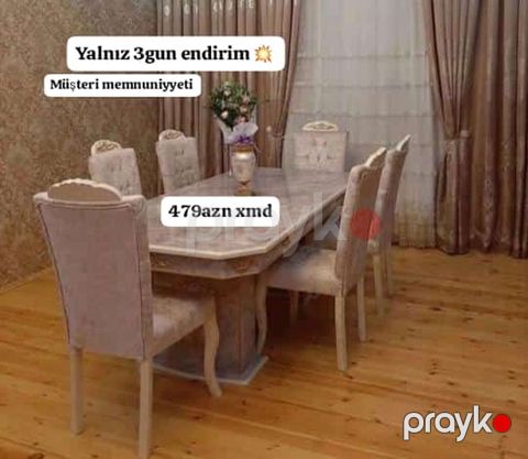 Yemək otağı dəsti – zərif klassik dizayn. Komplekt: - Uzun düzbucaqlı — Bakı
