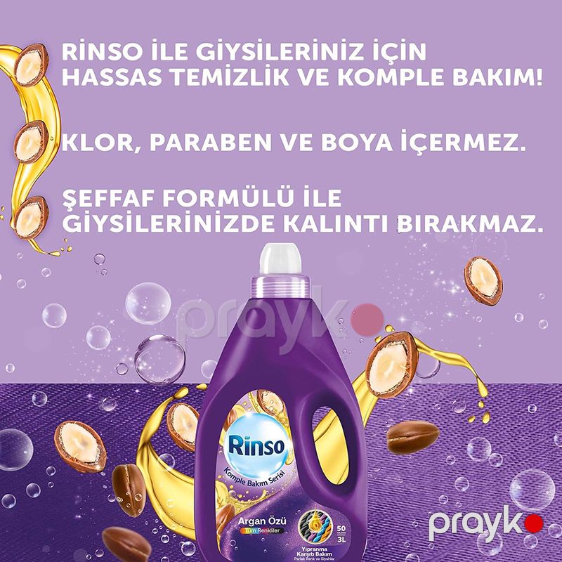 Rinso Sıvı Çamaşır Deterjanı Argan Özü Tüm Renkliler İçin Komple Bakım Serisi 3L Rengli Geyimləriniz Üçün Yuyucu Maye — Mallar, Bakı (6)