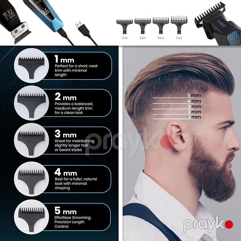 VGR V-253 Professional Saç Düzəldici Salon Keyfiyyətli LED Ekran Baxım Trimmeri Şarj Edilə Bilən Maşinka — Usturalar, trimmerler və epilyatorlar, Bakı (4)