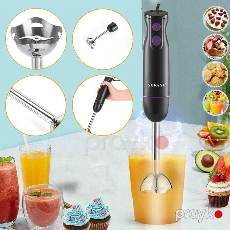 2 Sürət Ayarlı Sokany Elektrikli Əl Blenderi Dəsti 300W Gücündə DC motor Paslanmaz Polad Əl Blenderi 600Ml — Blenderlər, xırdalayanlar və mikserlər, Bakı (8)
