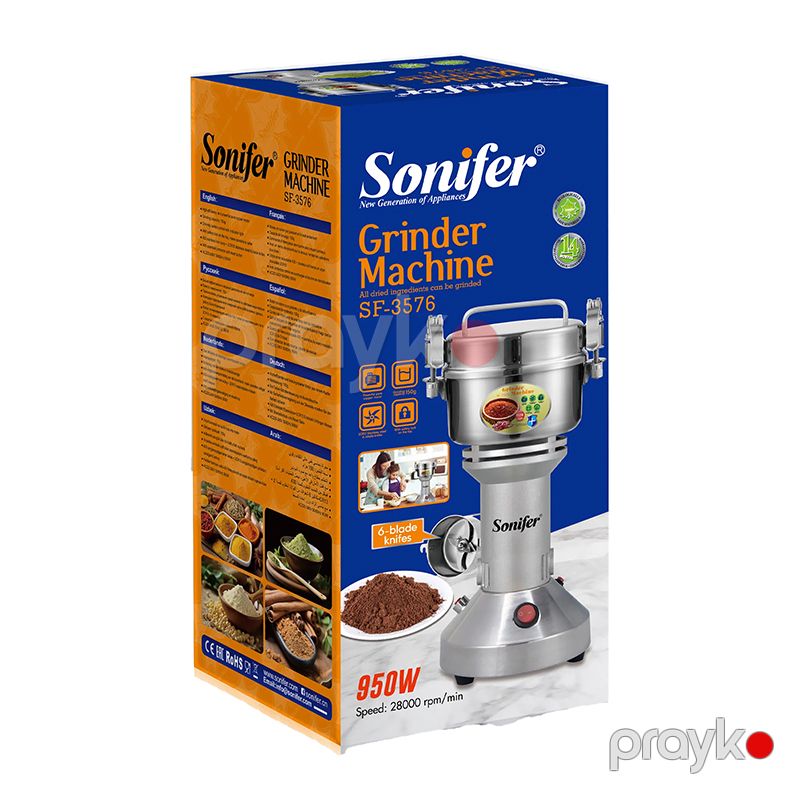 Sonifer SF-3576 Paslanmayan Polad Üyüdücü Qəhvə Ədviyyat Üyüdücü 950W — Digər mətbəx texnikası, Bakı (4)