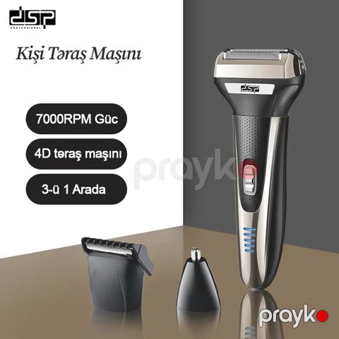 Üç Başlı DSP Professional Təraş Maşını 7000RPM Kişilər Üçün 3-ü 1-də Güclü Təraş Maşını 4D Kəsən Təraş Maşını — Bakı