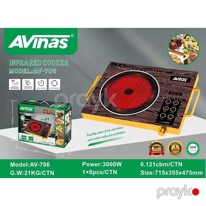 Avinas AV-706 Bişirmə Sobası və Elektrikli İnfraqırmızı Soba İsti Plitə İnfraqırmızı Soba Elektrikli soba Avinas AV-706 — Plitələr, Bakı (2)