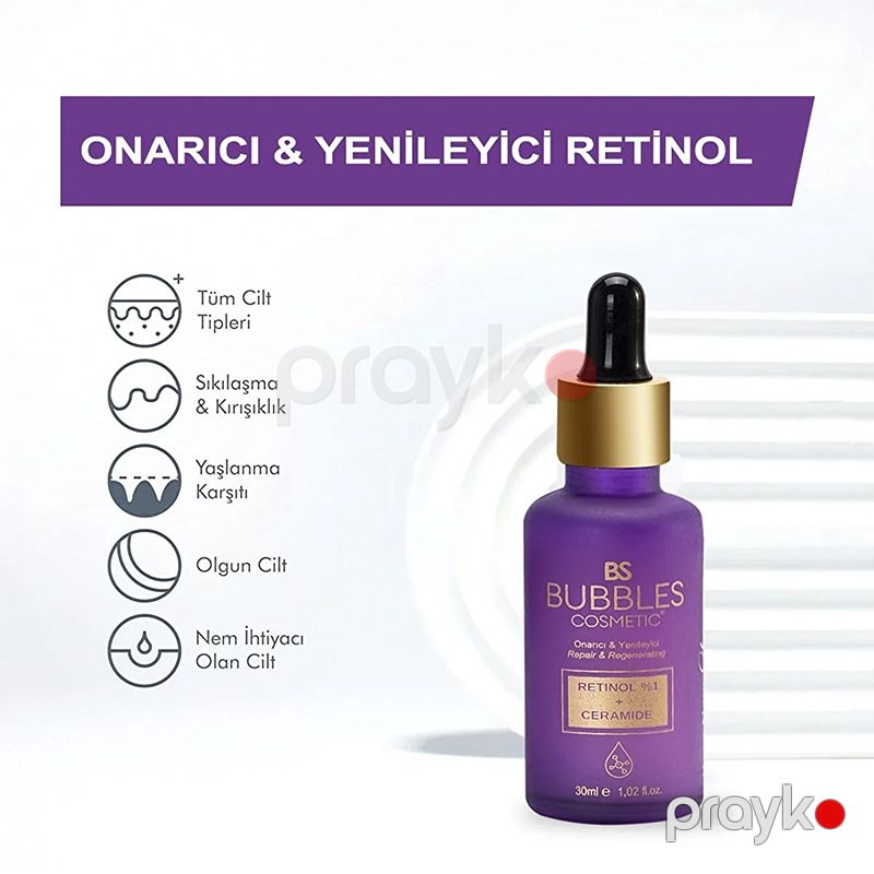 Bs Bubbles Kosmetik Qırış Əleyhinə Gecə Serumu 30 ml Parlaq və Canlı Dəri Üçün Bərpaedici Vitamin A Retinol — Gözəllik və səhiyyə, Bakı (2)