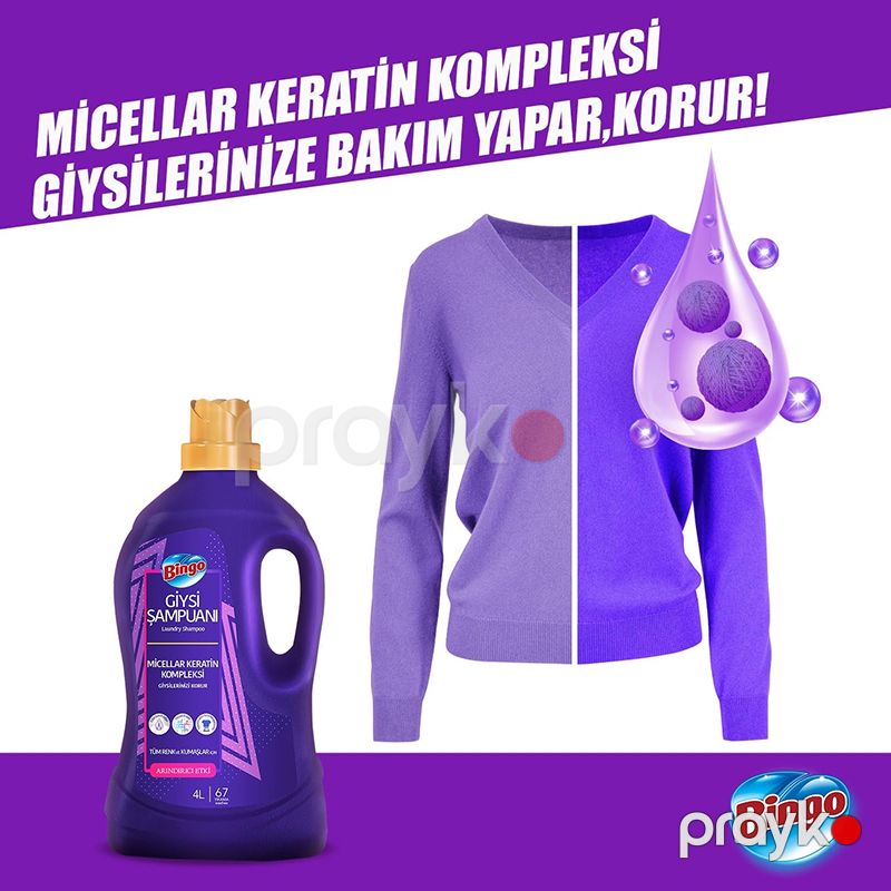 Bingo Giysi Şampuanı Karma Paket 4L Bingo Giysi Şampuanı Rengli Arındırıcı&canlandırıcı Giysi Şampuanı — Mallar, Bakı (4)