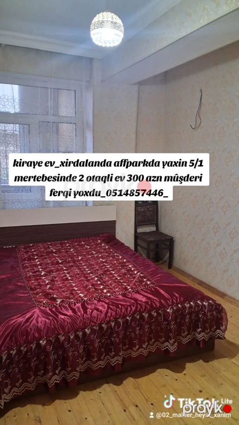 Kiraye ev_xirdalanda affparkda yaxin 5/1 mertebesinde 2 otaqli ev 300 — Xırdalan