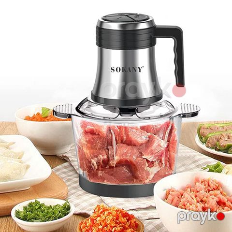 Sokany İki Qat Şüşə Metbex Doğrayıcısı 800W 3L Tutuma Mallik Ətçəkmə Özəlliyi İlə Güclü Mətxət Doğrayıcısı — Bakı