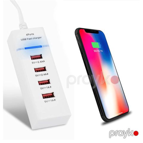 Çox Cərgəli In-line Plug Mobil Telefon Şarj Doldurma Rozetkası 4 USB Şarj Doldurma Cihazı 15W — Bakı