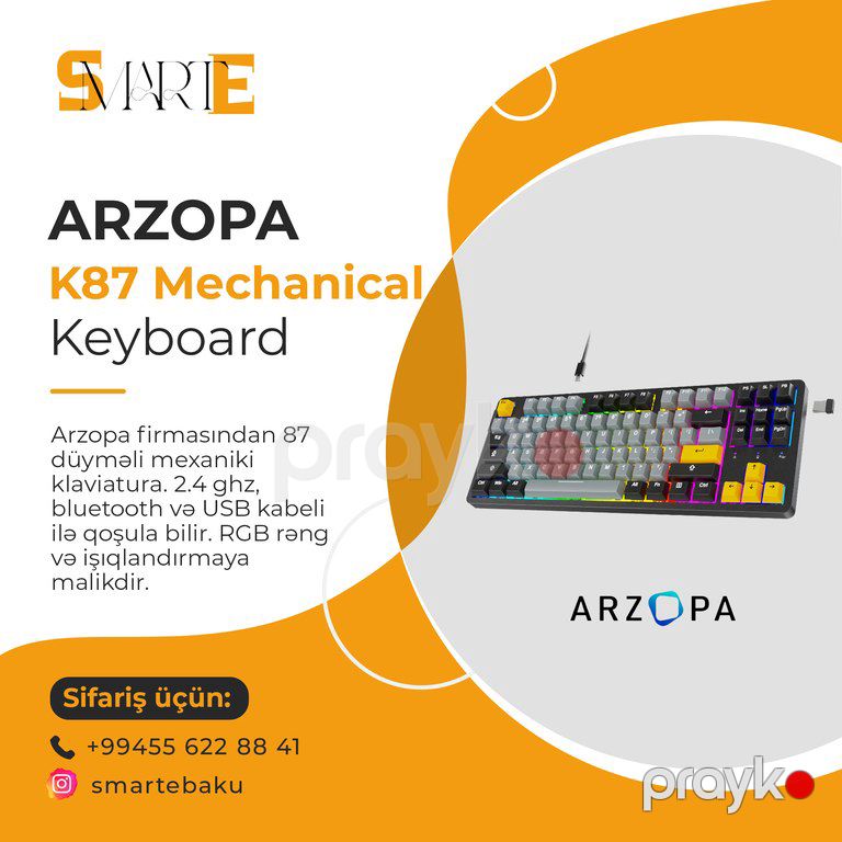 "Arzopa K87" Mexanik Klaviatura — Periferik cihazlar, Bakı (3)
