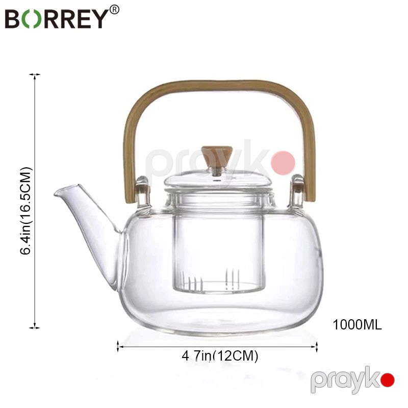 Borrey İstiliyədavamlı Protativ Seramik Şüşə Çaynik Böyük Tutumlu Şəffaf Şüşə Çaynik 1000Ml — Çaynikler və qəhvə qabları, Bakı (6)